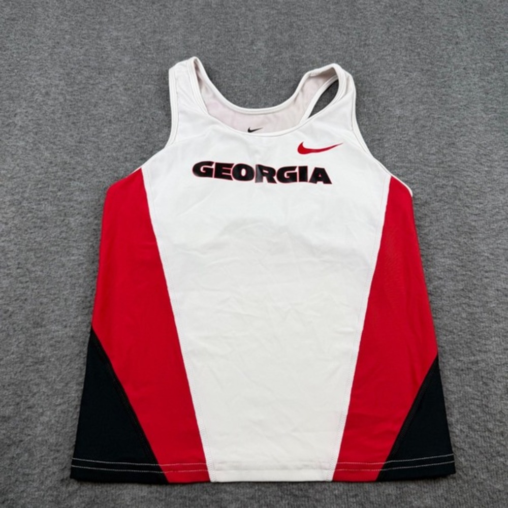 Nike Tank Top Women's Medium White Georgia Bulldogs Track Singlet 054652-XXX